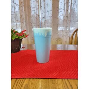 Vintage Hull Pottery Blue Drip Vase, 9" Tall